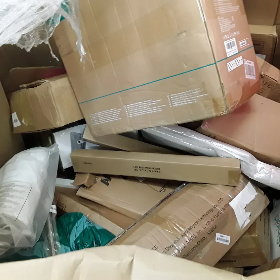 PALLET OF ASSORTED PRODUCTS INCLUDING TOILET SEAT COVER, LUXURY AIR BED, HEATED THROW, 3 BIKE FLOOR STAND PARKING RACK, DESKTOP MONITOR