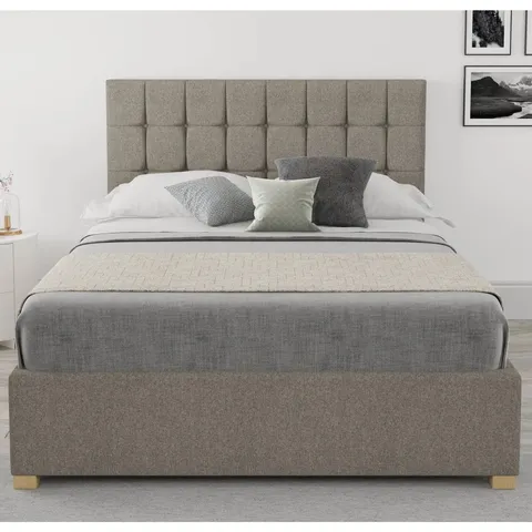 BOXED CHEVALIER UPHOLSTERED OTTOMAN BED - SUPERKING, GREY (3 BOXES)