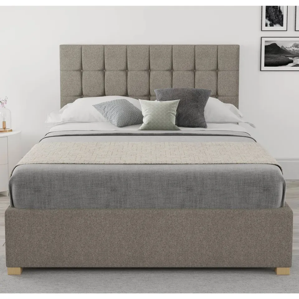 BOXED CHEVALIER UPHOLSTERED OTTOMAN BED - SUPERKING, GREY (3 BOXES)