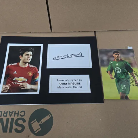 HARRY MAGUIRE SIGNED MANCHESTER UNITED DISPLAY – FRAMED MEMORABILIA  & YOUSIF SAFRI SIGNED PHOTO