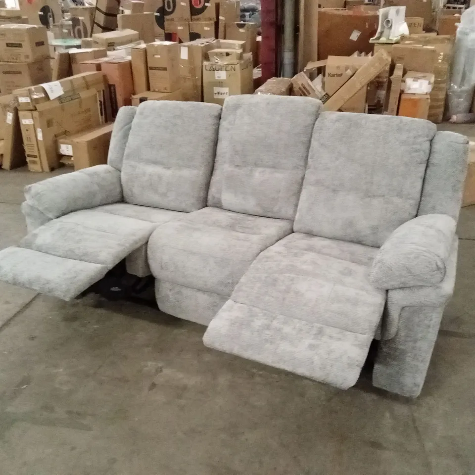 ALBION CHUNKY WEAVE 3 SEATER HIGH BACK MANUAL RECLINER SOFA - GREY RRP £679