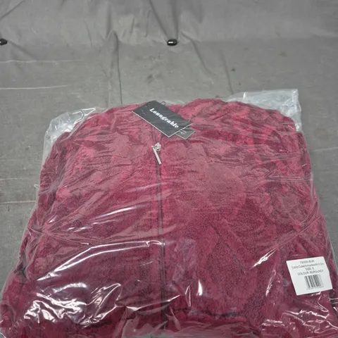 LOUNGEABLE CABLE CUTWORK HOODED ALL-IN-ONE – SIZE S – BURGUNDY