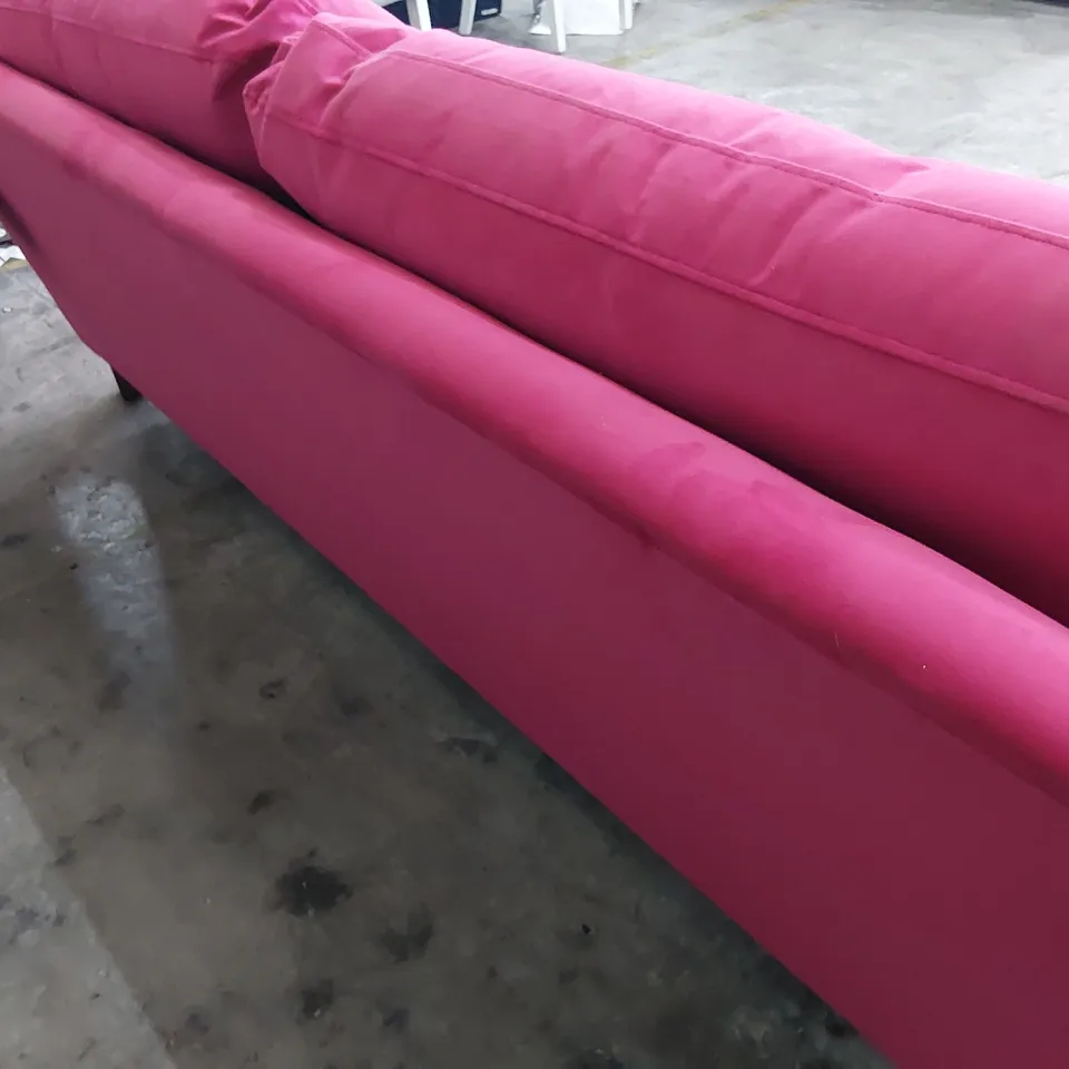 QUALITY BRITISH DESIGNER LOUNGE Co. FOUR SEATER SOFA SHOCKING PINK PLUSH FABRIC 