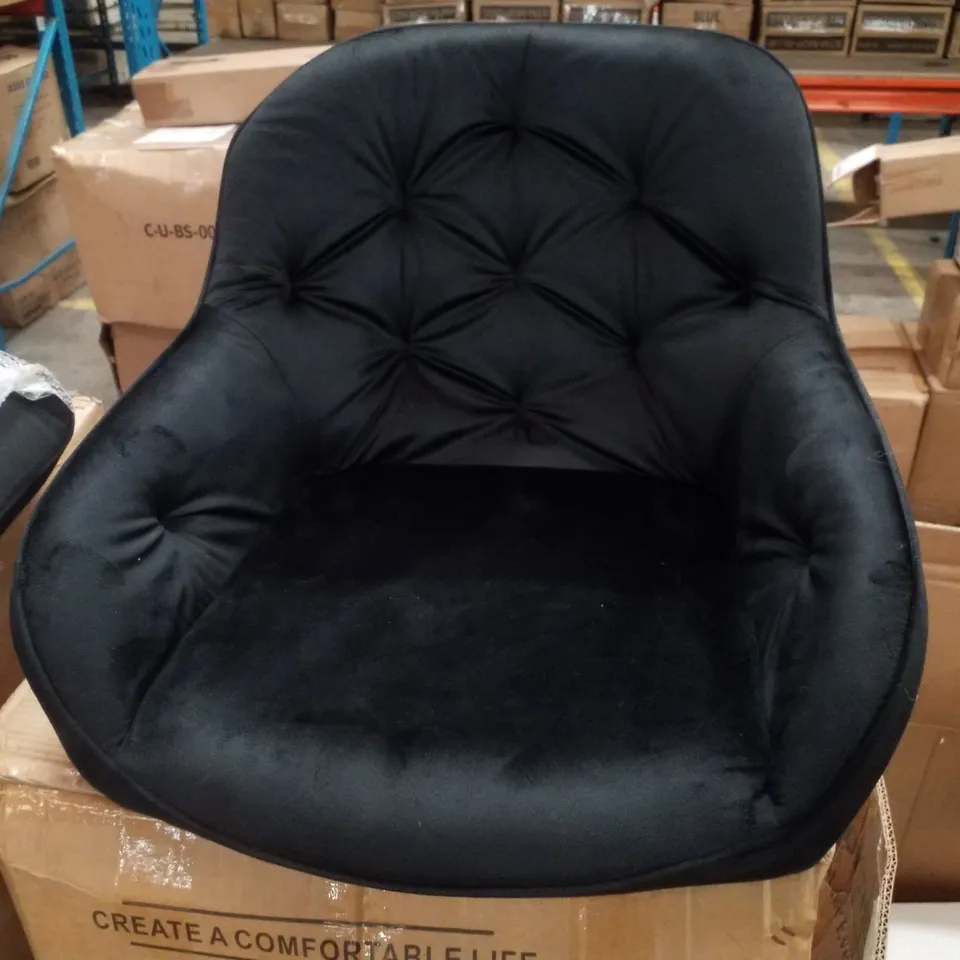 BOXED SET OF 2 BLACK VELVET BARSTOOLS