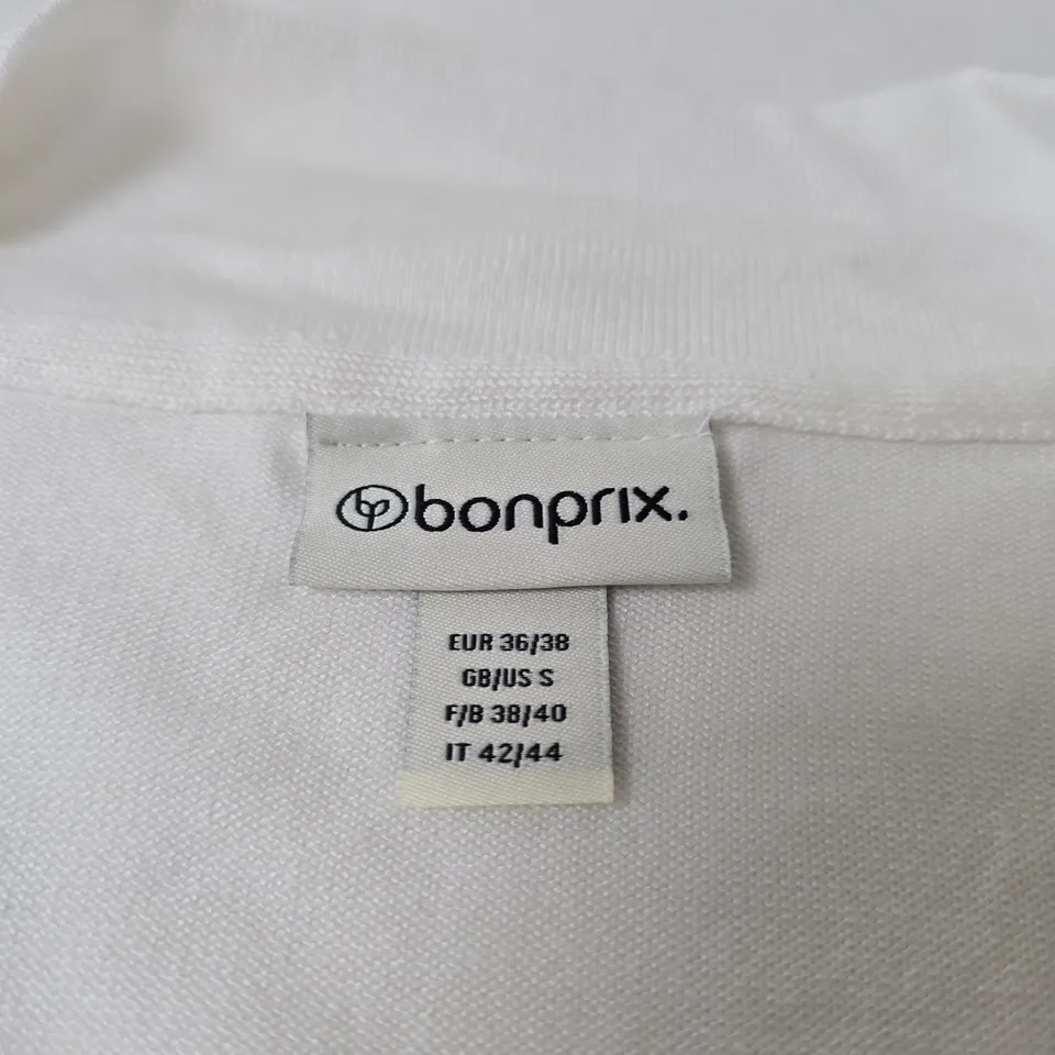 BONPRIX WHITE BOLERO CARDIGAN – WOMEN'S LIGHTWEIGHT KNIT, UK SIZE S