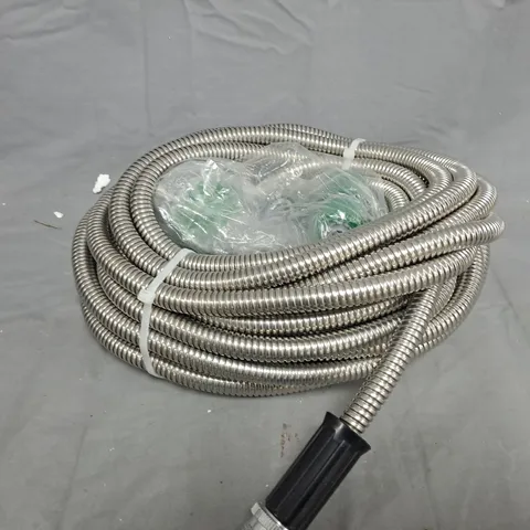 STAINLESS STEEL 50FT GARDEN HOSE WITH SPRAY GUN