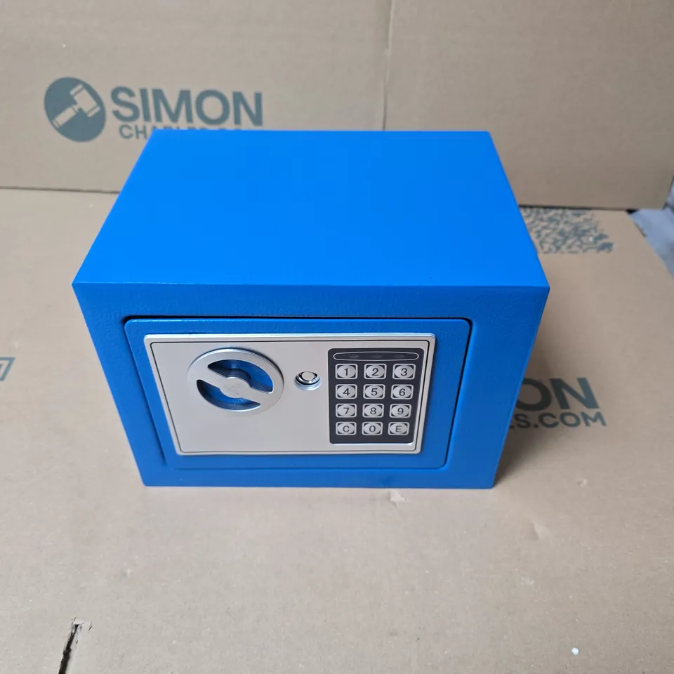 BLUE DIGITAL SAFE WITH KEYPAD LOCK – COMPACT HOME SECURITY