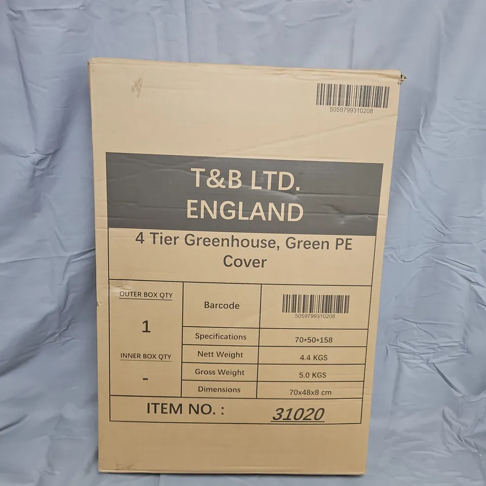 BOXED 4 TIER GREENHOUSE - GREEN PE COVER