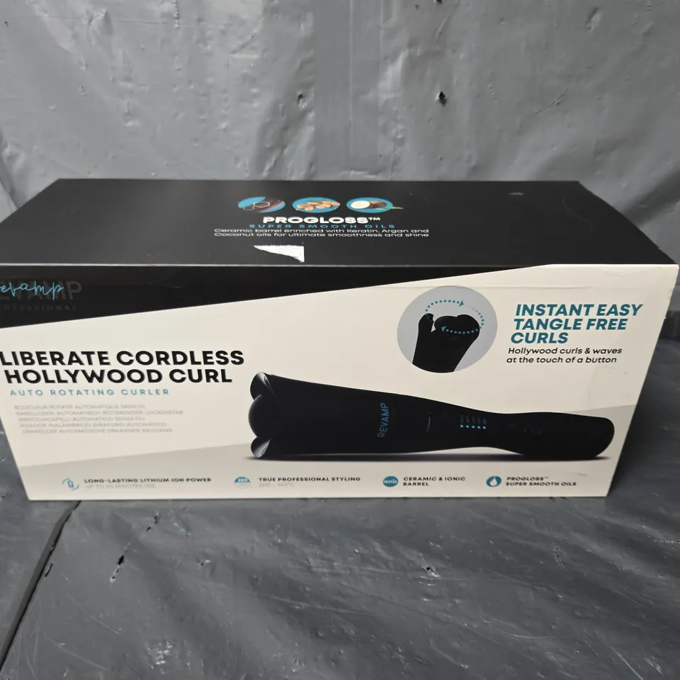 BOXED REVAMP PROGLOSS LIBERATE CORDLESS HOLLYWOOD CURL AUTOMATIC ROTATING CURLERS