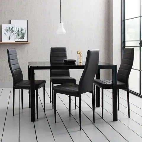 BOXED GORGE 4-PERSON DINING SET - BLACK (2 BOXES)