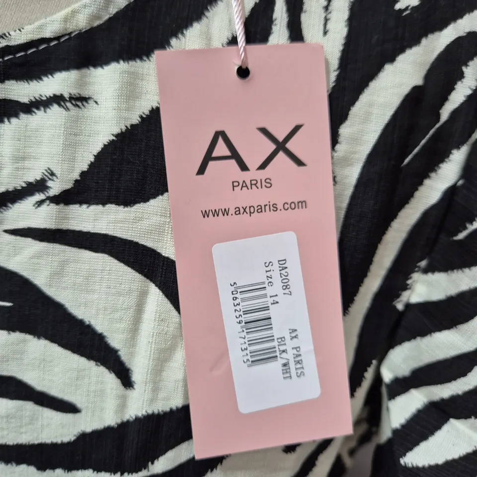 AX PARIS ZEBRA PRINT MAXI DRESS, UK SIZE 14