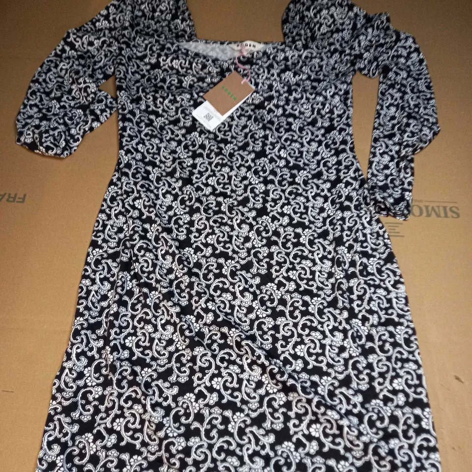 BODEN Sweetheart Jersey Mini Dress IN FLORAL DESIGN BLACK/WHITE - UK12R