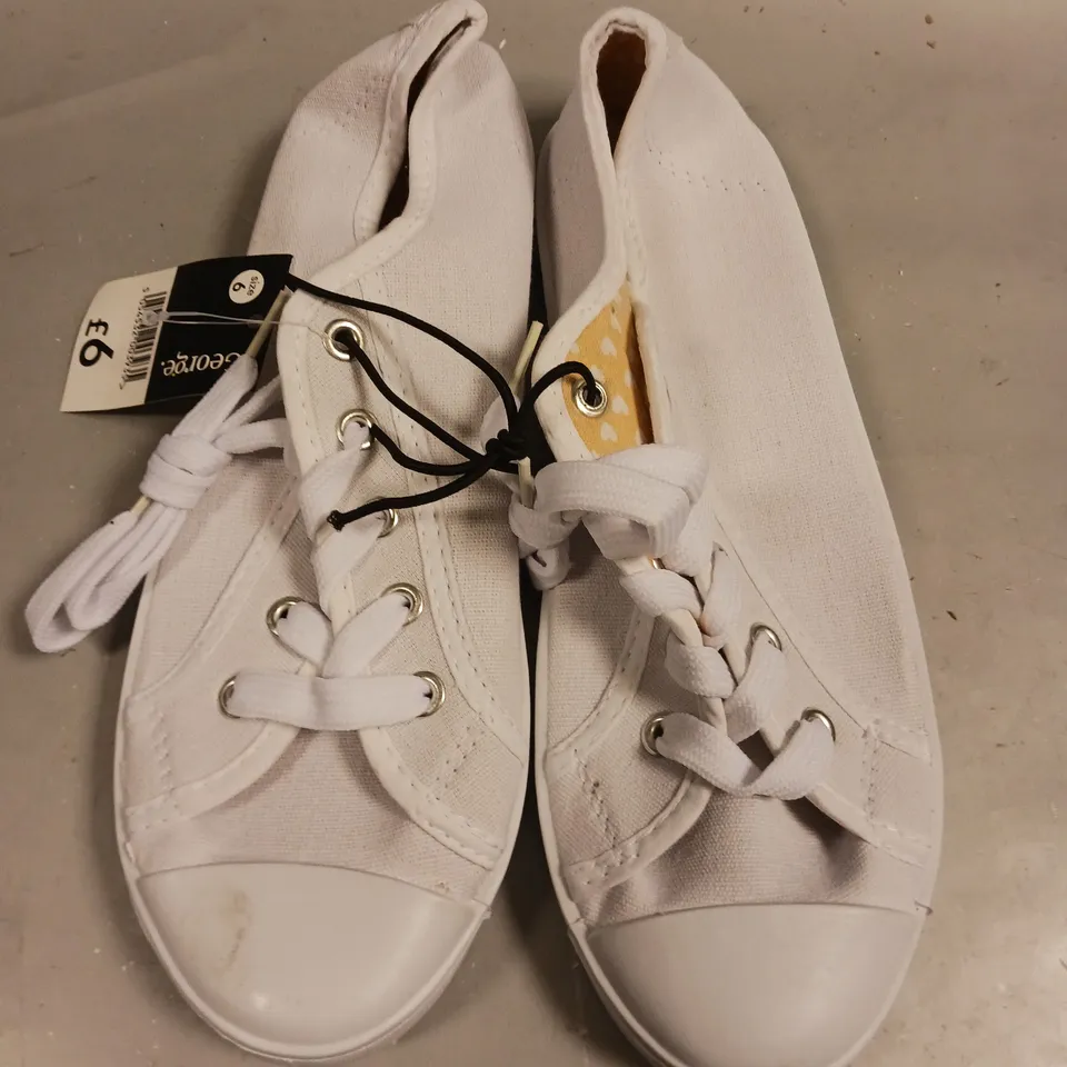 LOT OF APPROXIMATELY 22 PAIRS OF GEORGE BASIC LACE UP WHITE PUMPS - SIZE 6
