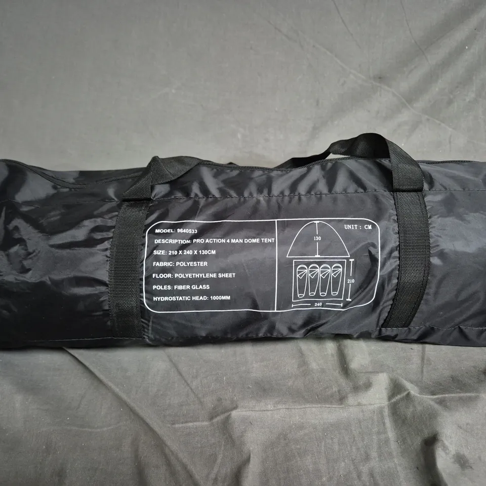 PRO ACTION 4-MAN DOME TENT – WITH CARRY BAG (MODEL 9640533)