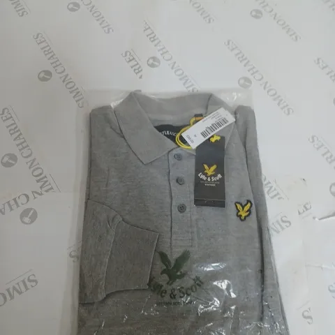 LYLE & SCOTT CLASSIC LONG SLEEVE POLO TOP GREY - MEDIUM