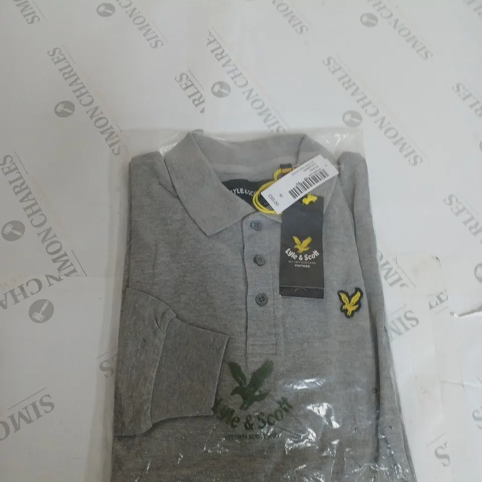 LYLE & SCOTT CLASSIC LONG SLEEVE POLO TOP GREY - MEDIUM 