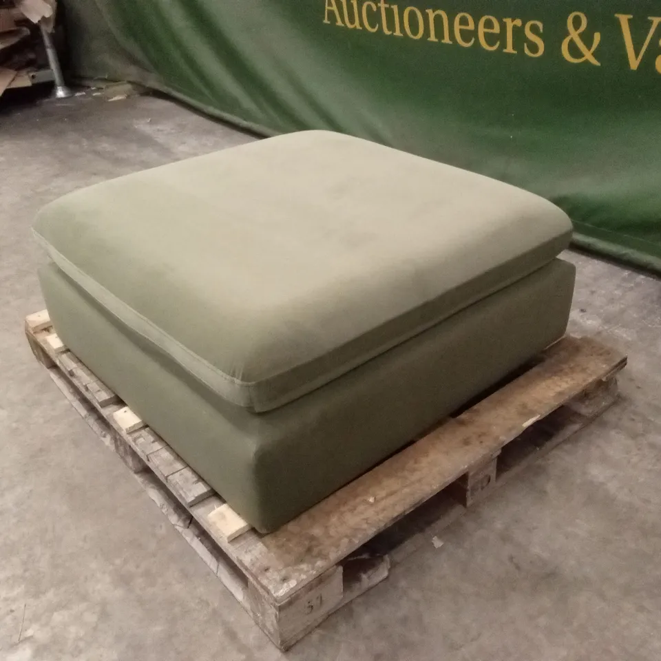 QUALITY DESIGNER ASHER GREEN VELVET FOOTSTOOL
