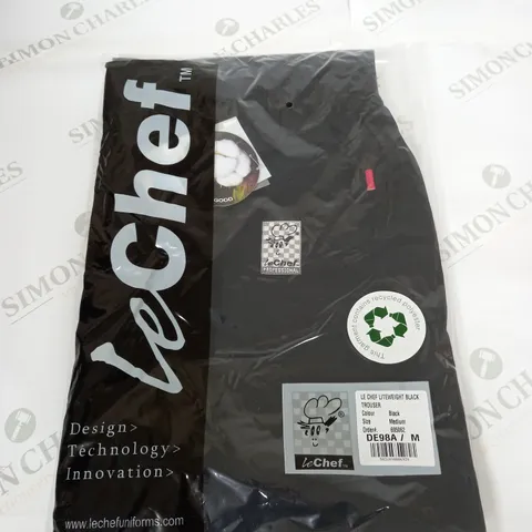 SEALED LE CHEF LITEWEIGHT BLACK TROUSER - MEDIUM