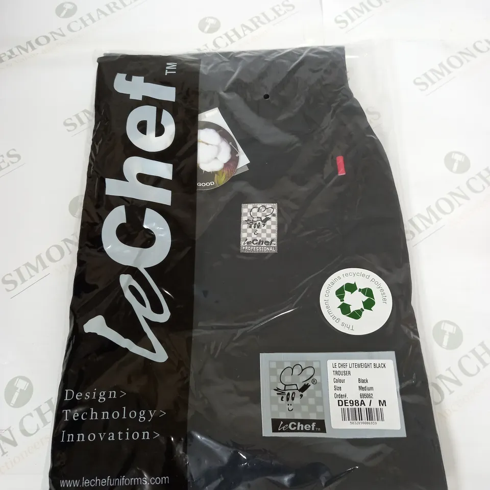 SEALED LE CHEF LITEWEIGHT BLACK TROUSER - MEDIUM