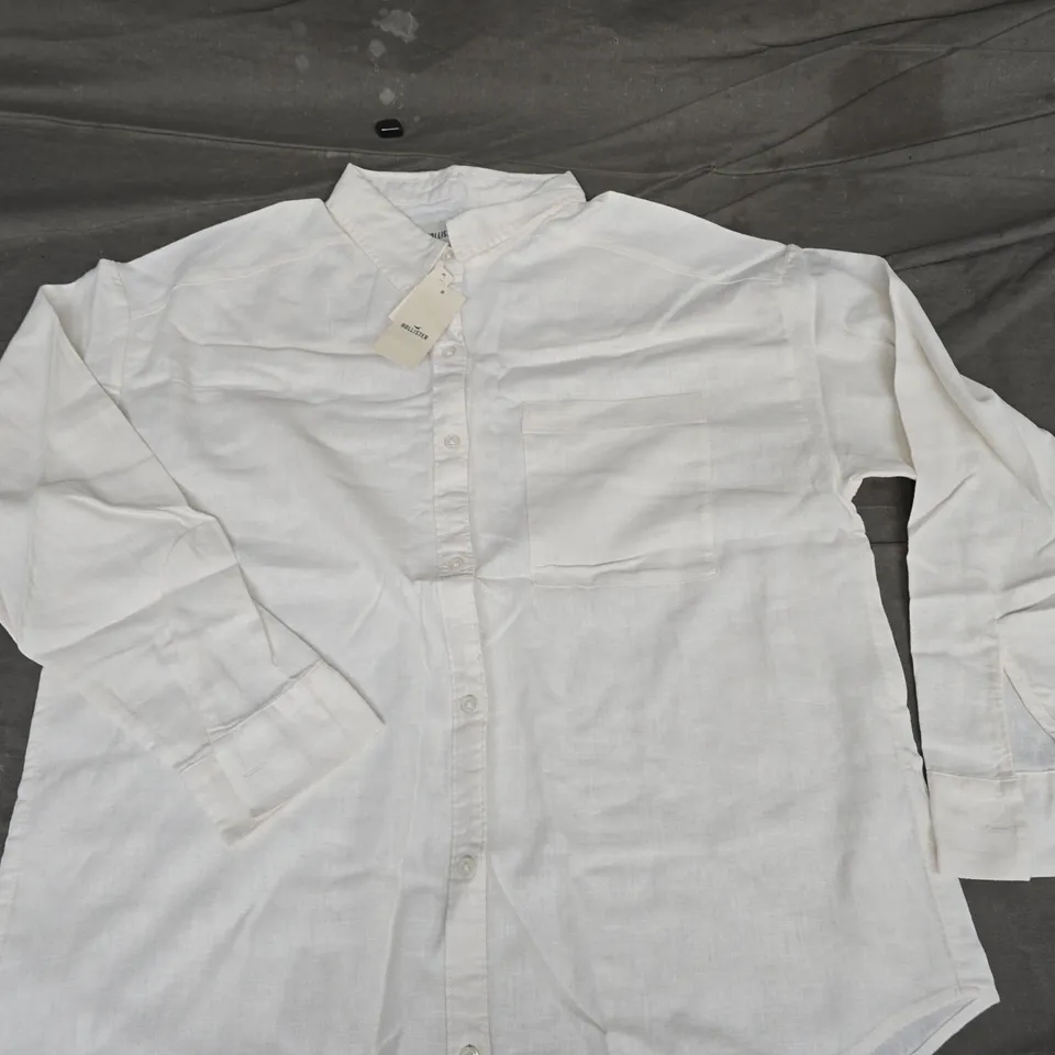 HOLLISTER LINEN BLEND LONG SLEEVE SHIRT - MED