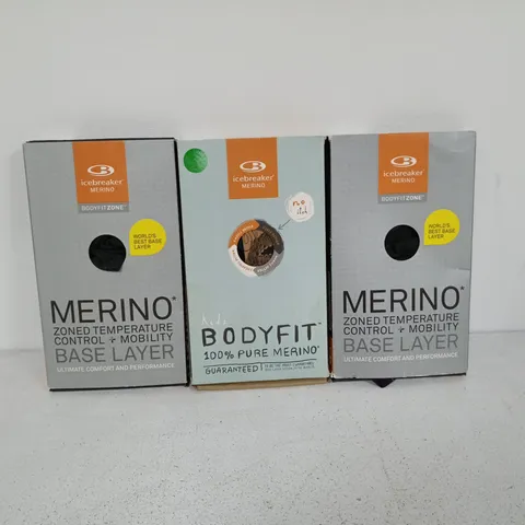 LOT OF 16 BOXED ICEBREAKER MERINO BASE LAYERS IN ASSORTED COLOURS, STYLES AND SIZES