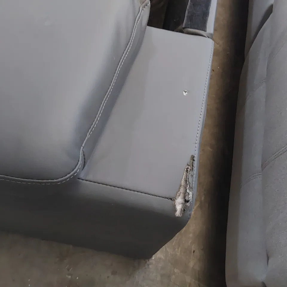 TWO THREE SEATER SOFA BASES MANUAL RECLINING LIGHT GREY FABRIC & FIXED GREY LEATHER 