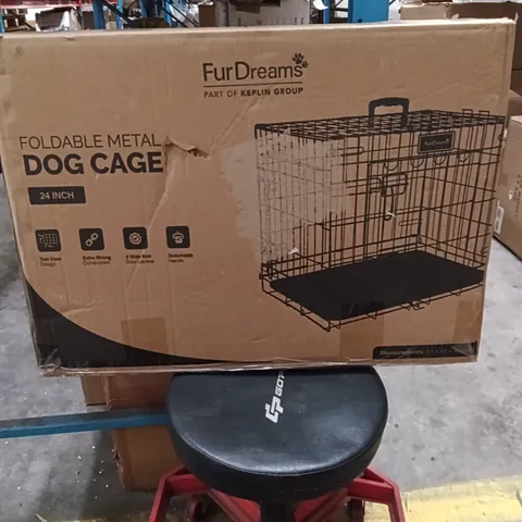 BOXED KEPLIN FURDREAMS FOLDABLE METAL DOG CAGE 24 INCH