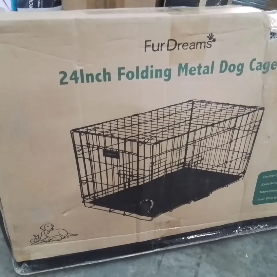 BOXED 24INCH FOLDING METAL DOG CAGE