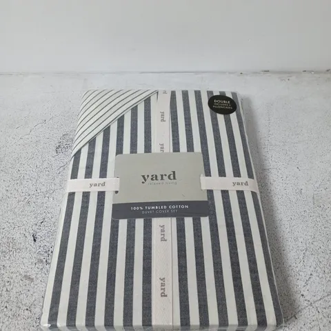 YARD RELAXED LIVING 100% COTTON DUVET COVER SET – STRIPED (TWO PILLOWCASES) - DOUBLE