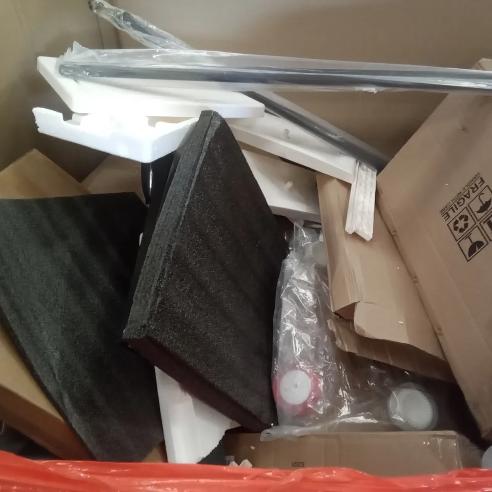 PALLET OF ASSORTED ITEMS INCLUDING DUPRAY STEAM CLEANER, STOREMIC TOILET SEAT, RETRACTABLE BABY GATE, CURTAIN ROD SET, KRAFT PAPER FILE ORGANISER, DIY PLASTIC CABINET