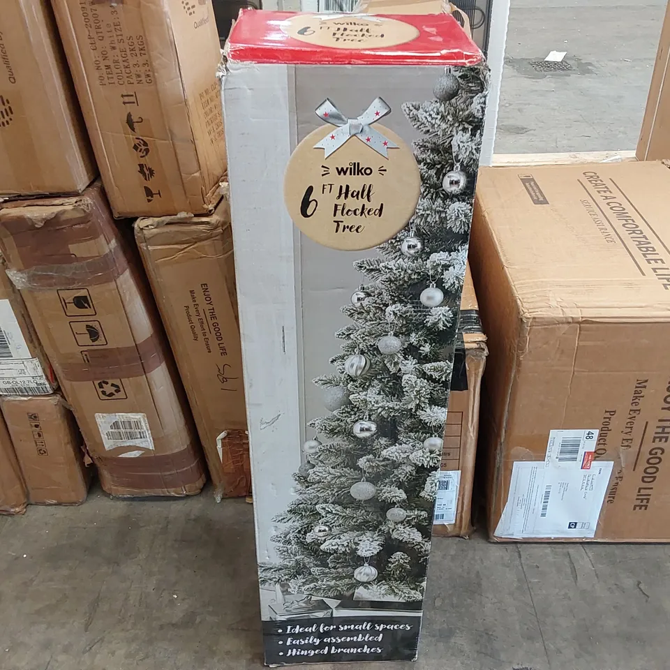 BOXED 6FT TALL HALF FLOCKED ARTIFICIAL CHRISTMAS TREE (1 BOX)