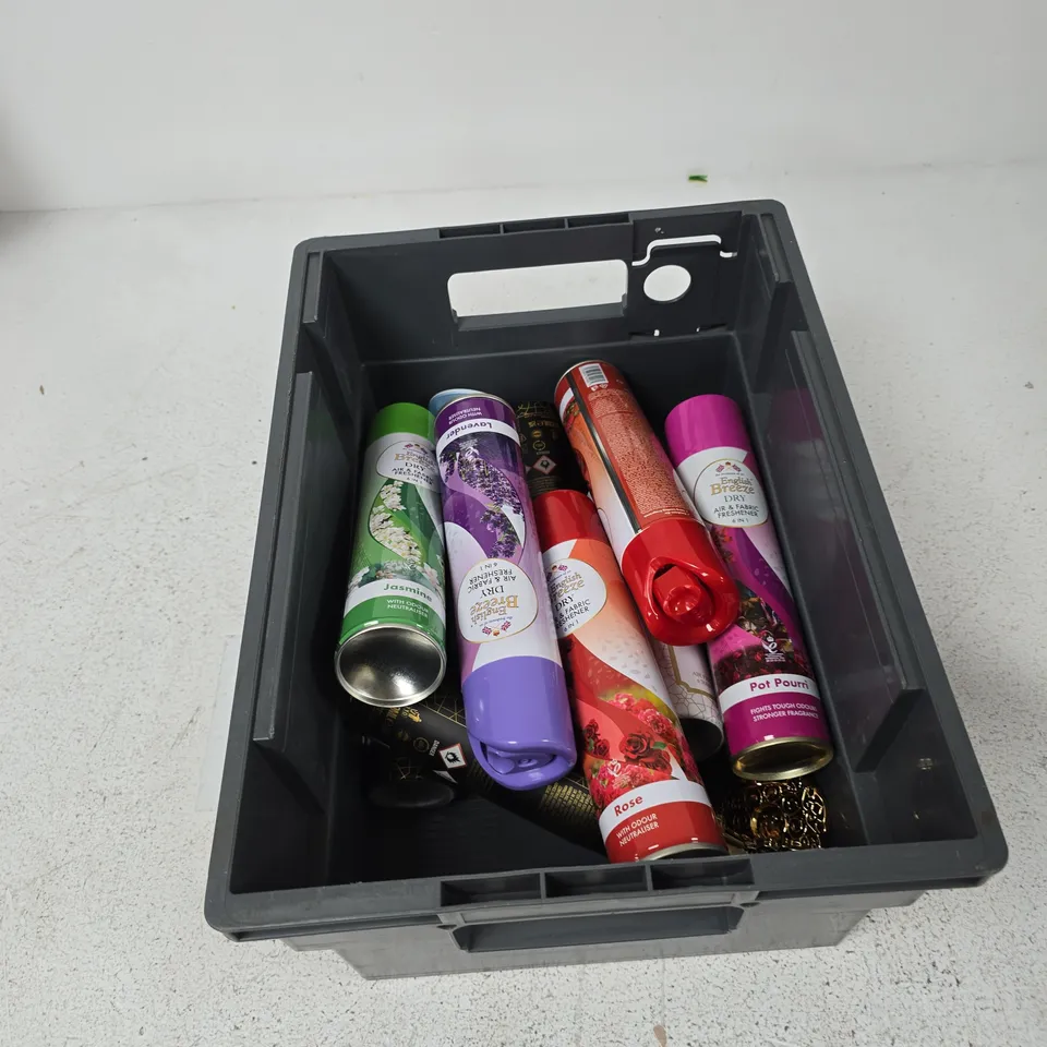 TOTE OF APPROXIMATELY 12 ASSORTED AEROSOLS TO INCLUDE: FEBREEZE AIR MIST LAVENDER