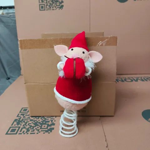 GISELA GRAHAM LONDON - BOX OF 24PCS PLUSH SANTA PIG CHRISTMAS FIGURES WITH SPRING LEGS DECORATION 