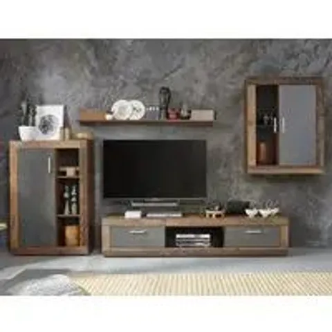 BOXED JAZZ LED LIVING ROOM FURNITURE SET IN OLD WOOD AND MATERA (2 BOXES)
