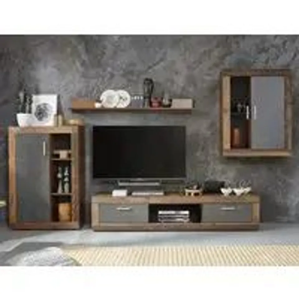 BOXED JAZZ LED LIVING ROOM FURNITURE SET IN OLD WOOD AND MATERA (2 BOXES)