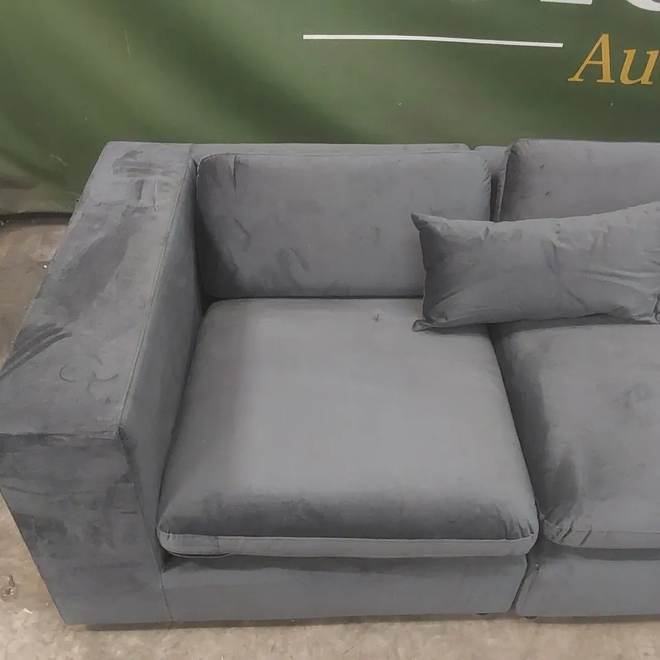 QUALITY DESIGNER 4 SEATER VELVET UPHOLSTERED SOFA