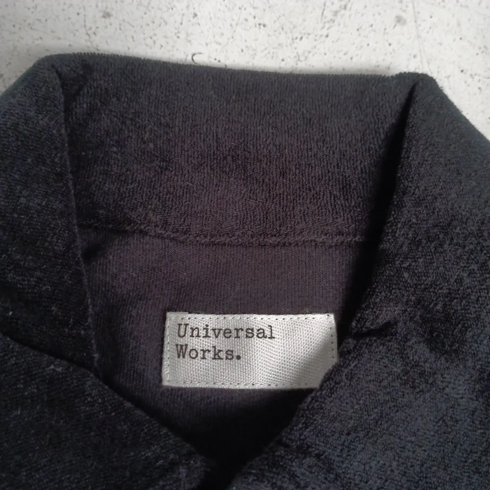 UNIVERSAL WORKS NEWLYN POLO SHIRT – BLACK, LIGHTWEIGHT TERRY – SIZE S (MEN'S)