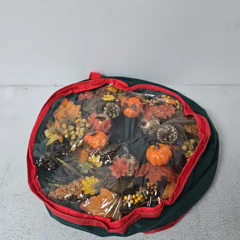 AUTUMN LEAVES AND PUMPKIN WREATH – GARDEN & PATIO ORNAMENT
