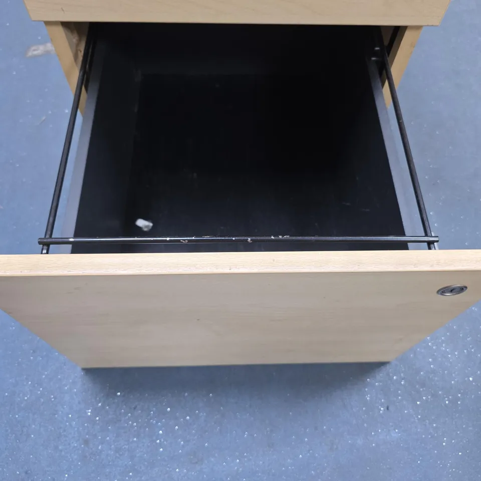 LIGHT WOOD 3-DRAWER FILING CABINET WITH LOCK