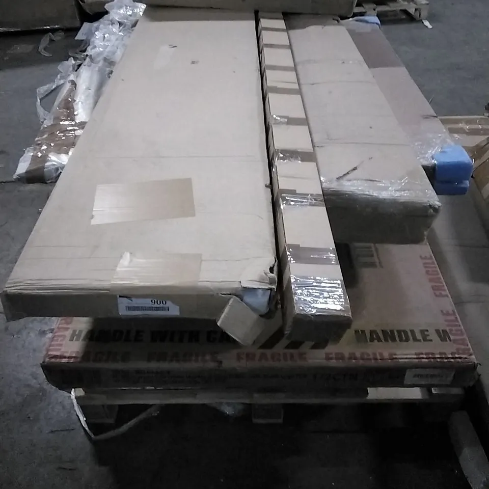 PALLET OF HOUSEHOLD ITEMS TO INCLUDE DINING TABLE, TV STANDXAND BED ETC....