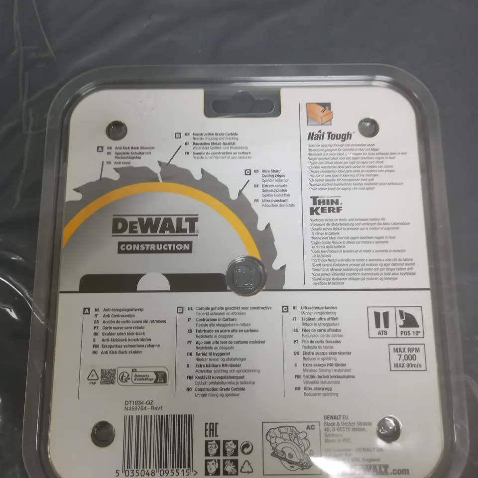 DEWALT PORTABLE CONSTRUCTION CIRCULAR SAW BLADE 165 X 20MM X 24T