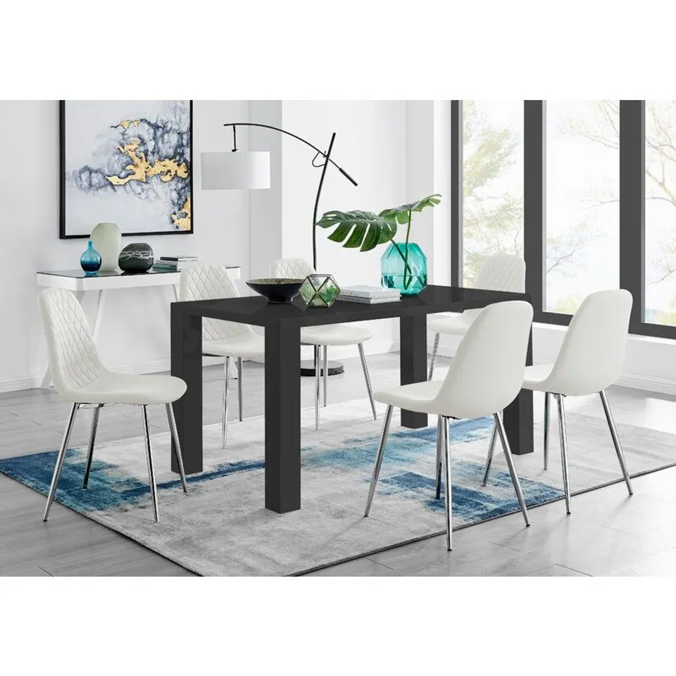 BOXED EUBANKS 6 WHITE DINING TABLE CHAIRS 