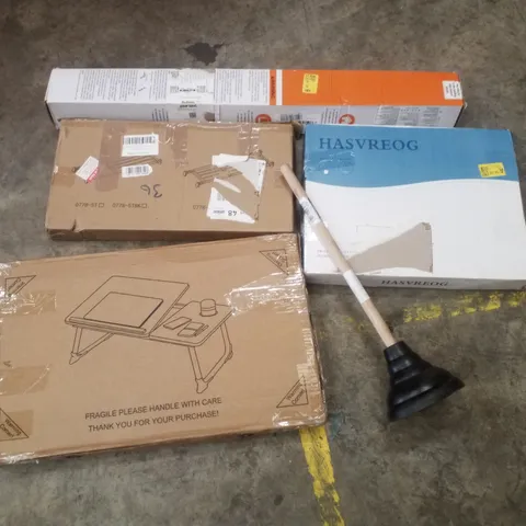 PALLET CONTAINING ASSORTED PRODUCTS INCLUDING PLUNGER, LAPTOP DESK, RETRACTABLE SAFETY GATE & KITCHEN PULL DOWN FAUCET