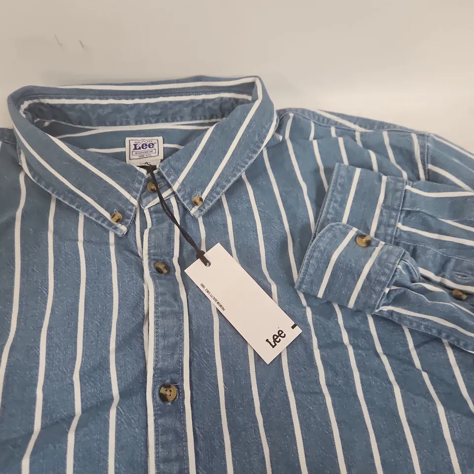 LEE DENIM STRIPE BUTTON-DOWN SHIRT – UK XXL 