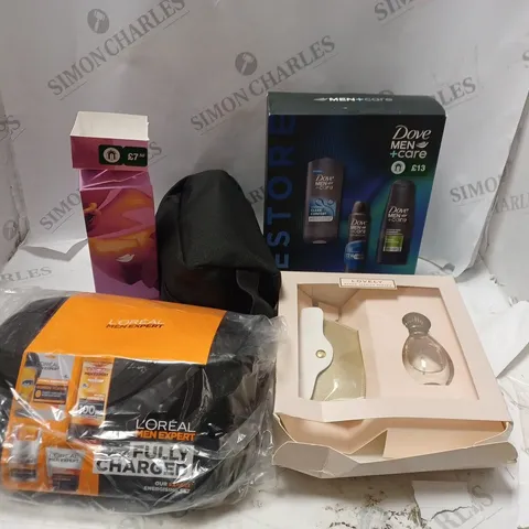 BOX OF APPROXIMATELY 5 ASSORTED BODYSPRAYS AND GIFT SETS TO INCLUDE DOVE MEN, L'OREAL AND BAYLISS AND HARDING