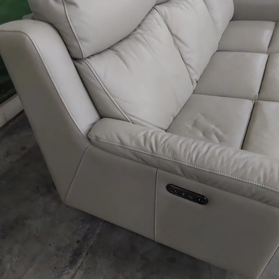 DESIGNER POWER RECLINING THREE SEATER SOFA CLAY LEATHER 