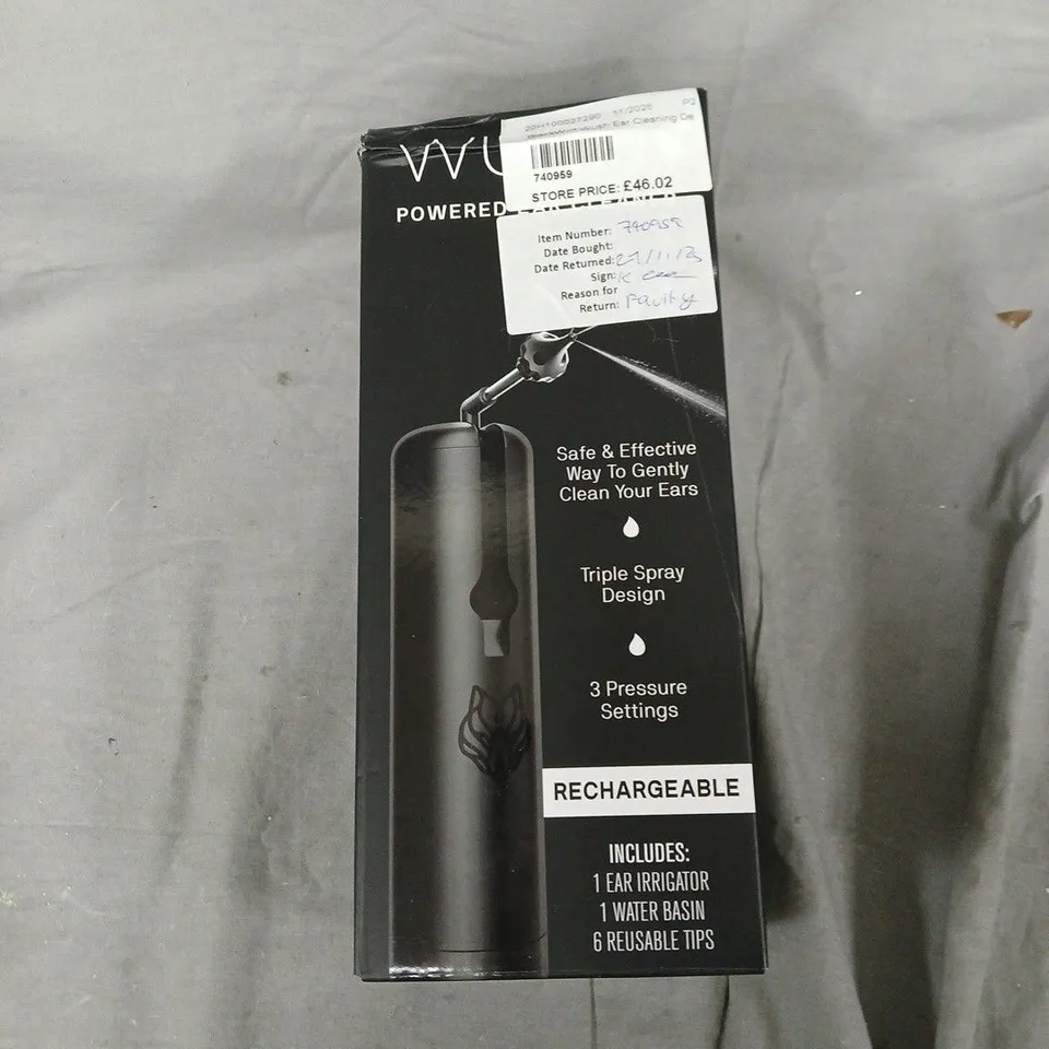 BLACKWOLF WUSH POWERED EAR CLEANER - PRO RECHARGEABLE (BOXED)