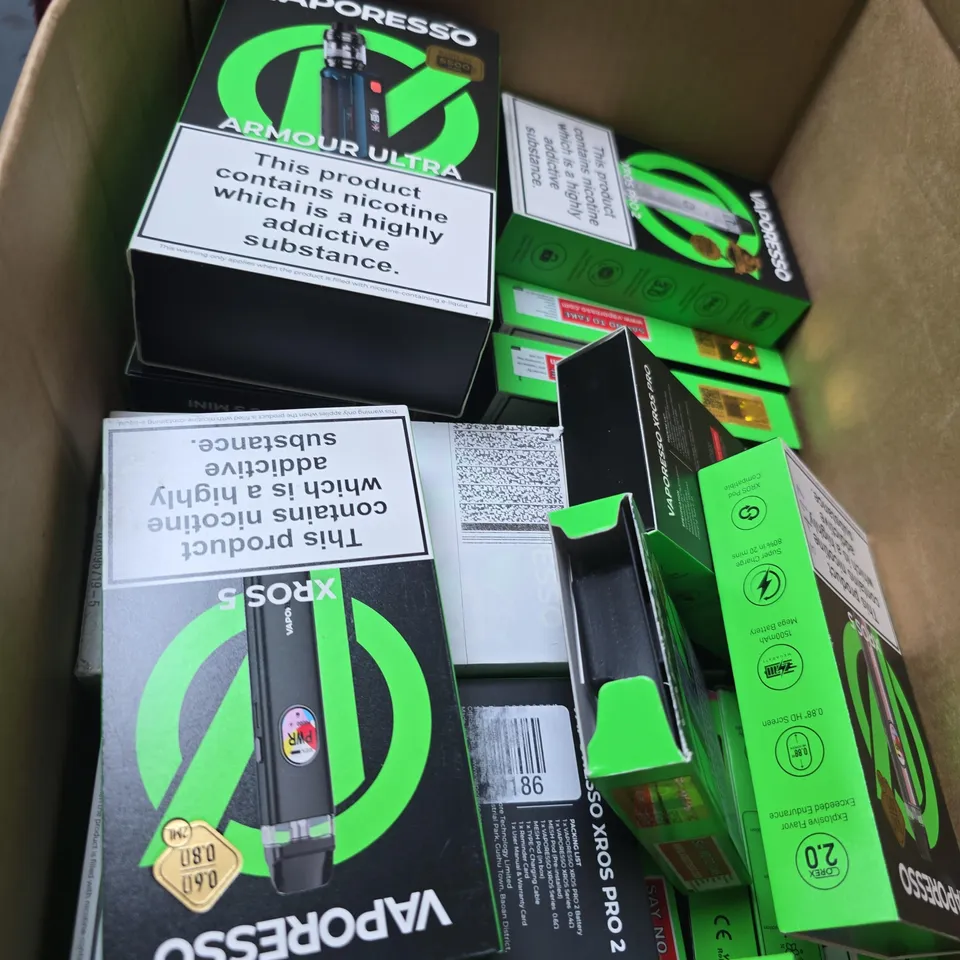 BOX OF APPROXIMATELY 30 ASSORTED VAPORESSO E CIG ITEMS 