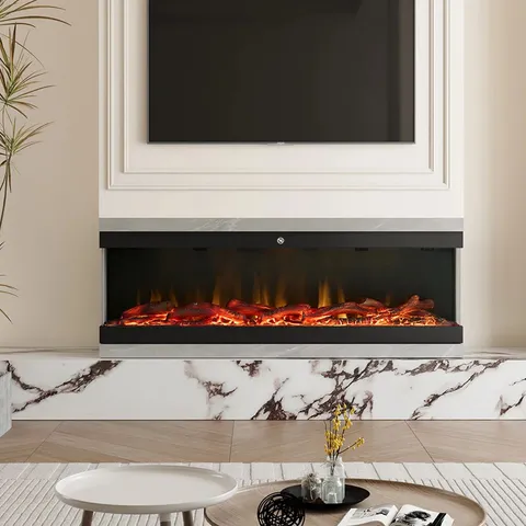 BOXED LATITUDE RUN BLACK ELECTRIC FIREPLACE WITH 5120 BTU