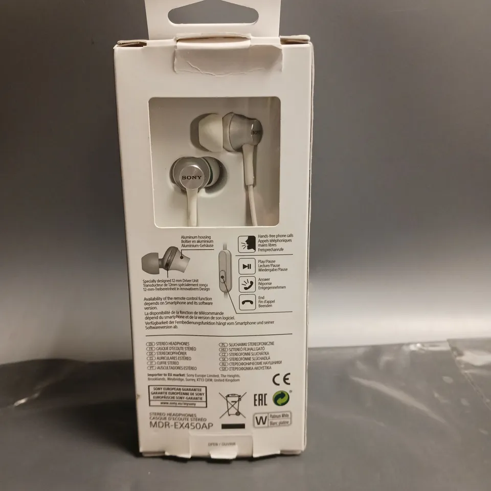 BOXED SONY STEREO HEADPHONES MDR-EX450AP